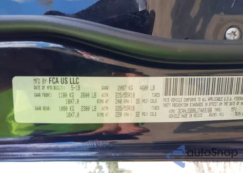 2018 Jeep Compass Altitude 4X4 z USA, uszkodzony, nr VIN 3C4NJDBB6JT403168